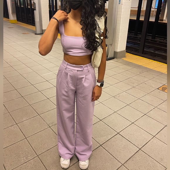 Princess Polly crop top and pants set in purple. - Picture 2 of 10